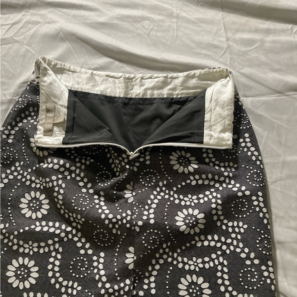 Black White Floral Mini Skirt Women A-Line Textured High Waist Retro Pattern - Picture 13 of 16